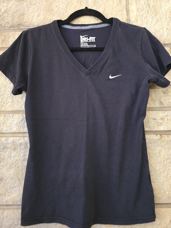 Nike Tops - Nike Women's Dri-FIT V-Neck Short Sleeve Tee - Black with White Swoosh